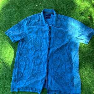 Tommy Bahama Silk Blend Hawaiian Shirt blue large